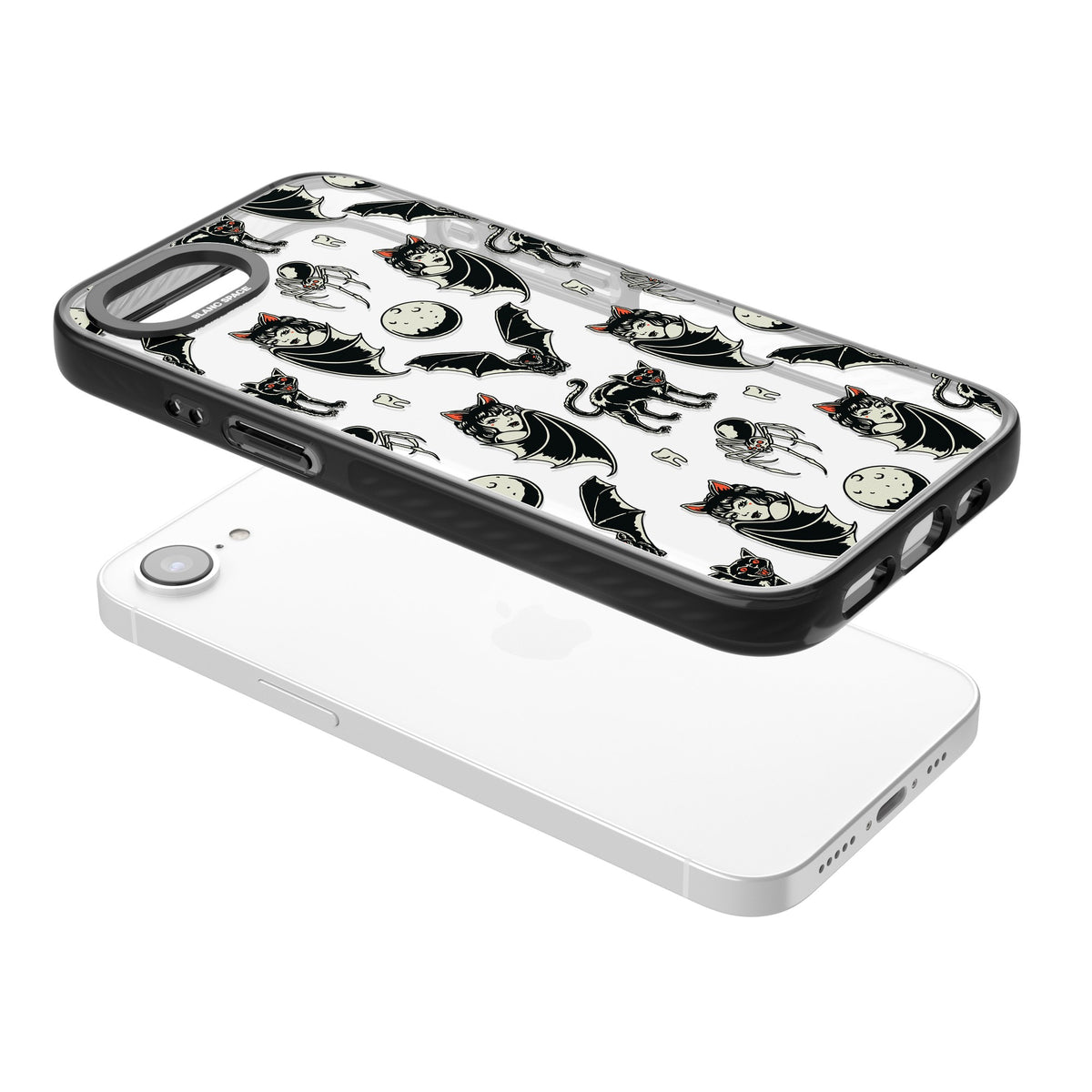 Vampy Goth iPhone 16e / iPhone 17e Impact Black Phone Case angled