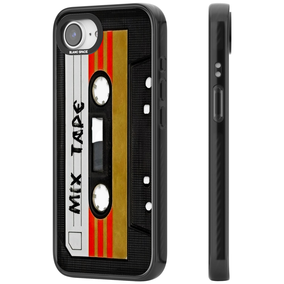 Retro Mix Tape iPhone 16e / iPhone 17e Impact Black Phone Case side