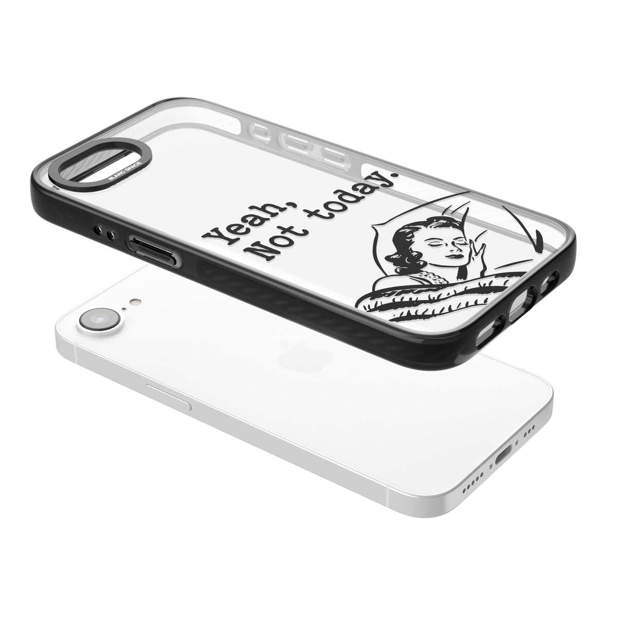 Yeah, Not Today iPhone 16e / iPhone 17e Impact Black Phone Case angled