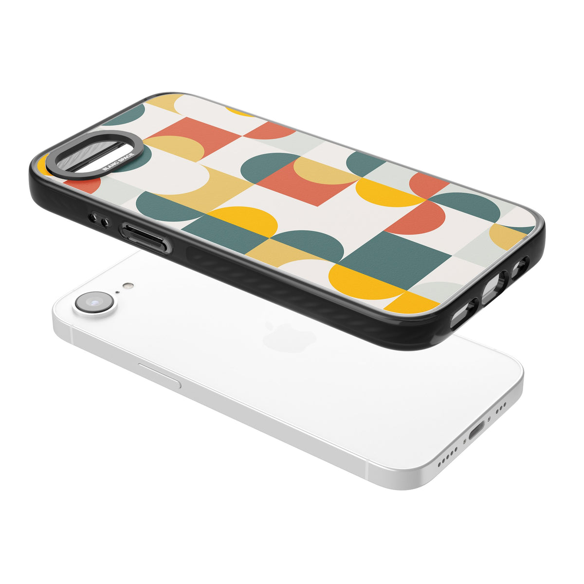 Retro Color Blocks iPhone 16e / iPhone 17e Impact Black Phone Case angled