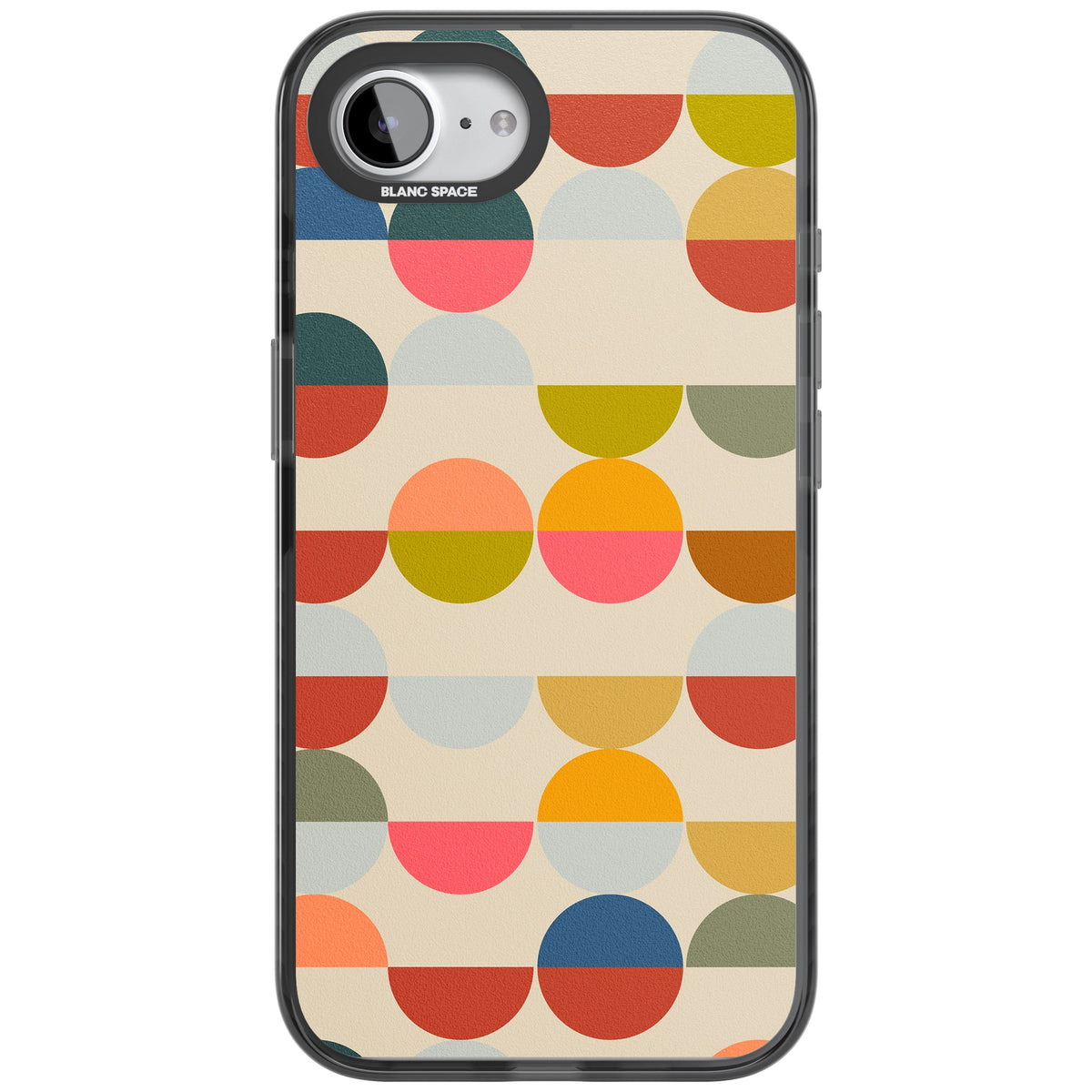 Colorful Retro Circles iPhone 16e / iPhone 17e Impact Black Phone Case front