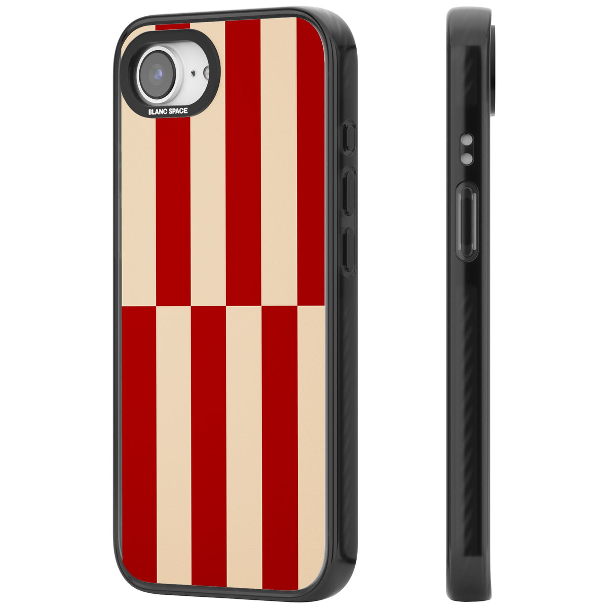 Rouge Stripes iPhone 16e / iPhone 17e Impact Black Phone Case side