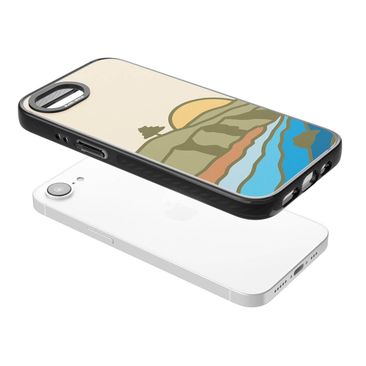 Northern Sunset iPhone 16e / iPhone 17e Impact Black Phone Case angled
