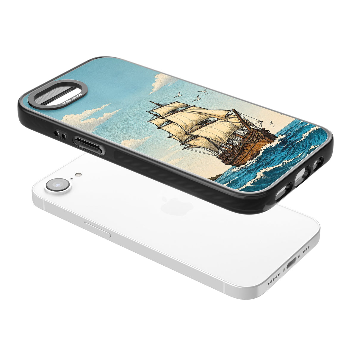 Ship at Sea iPhone 16e / iPhone 17e Impact Black Phone Case angled