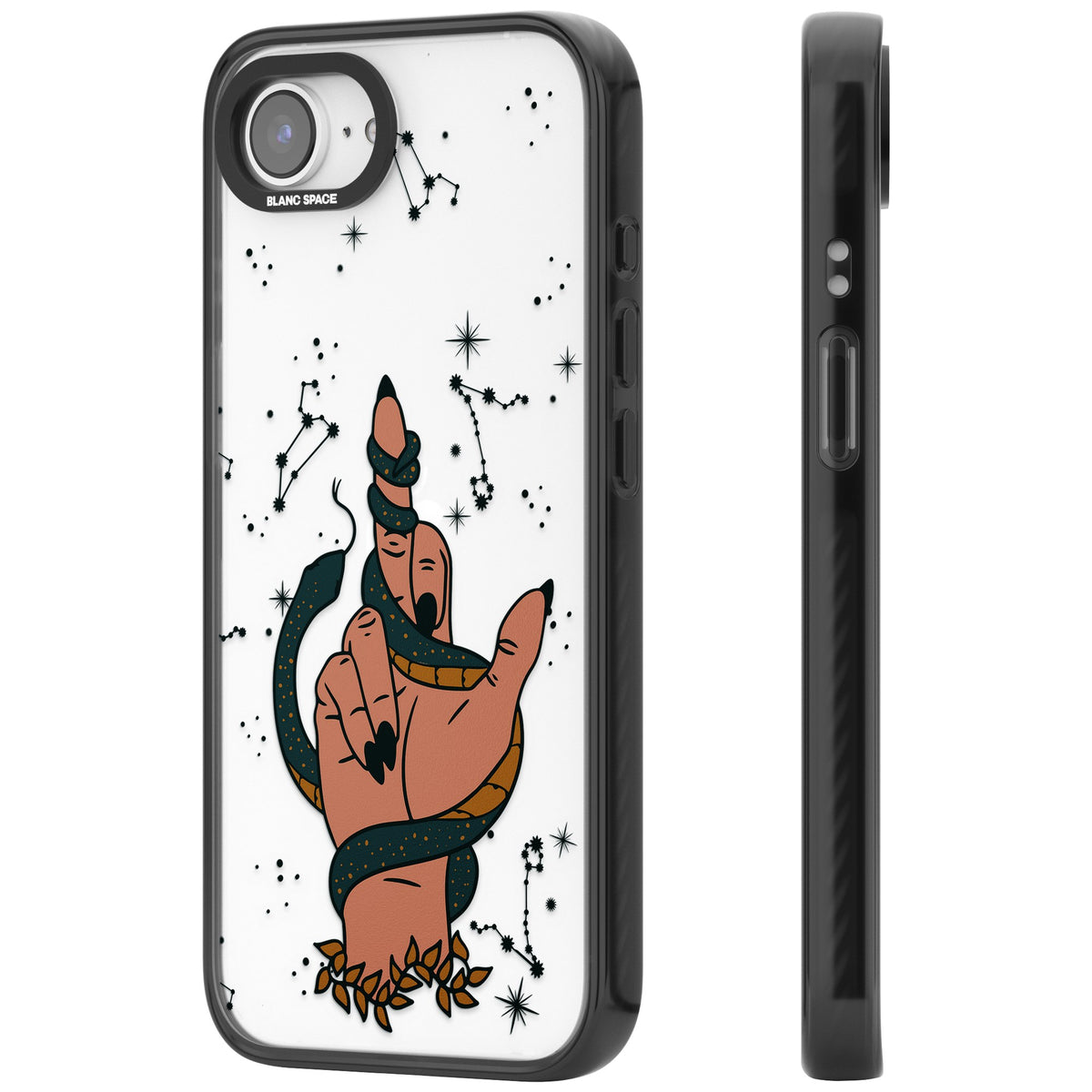 Snakes, Stars And Cynicism iPhone 16e / iPhone 17e Impact Black Phone Case side