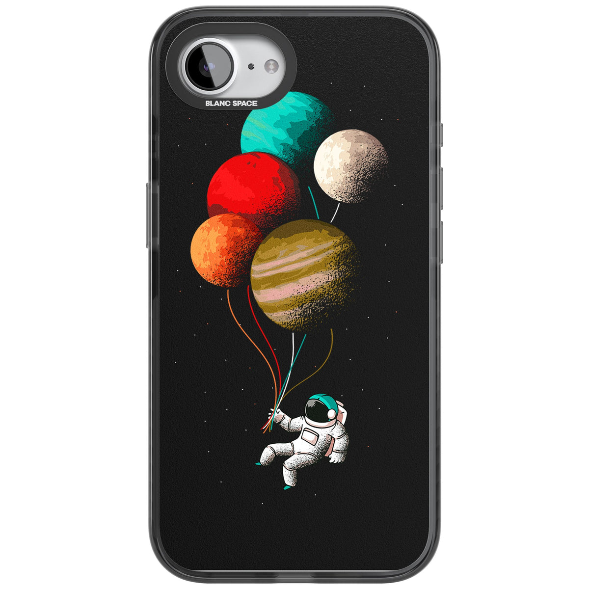 Astronaut Balloon Planets iPhone 16e / iPhone 17e Impact Black Phone Case front