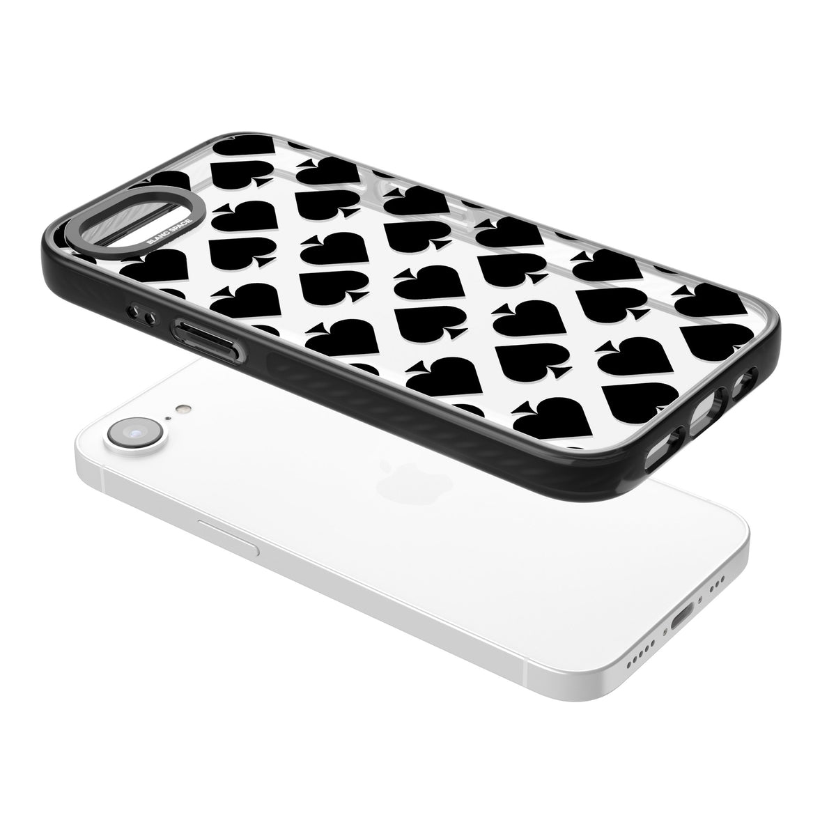 Black Spades iPhone 16e / iPhone 17e Impact Black Phone Case angled