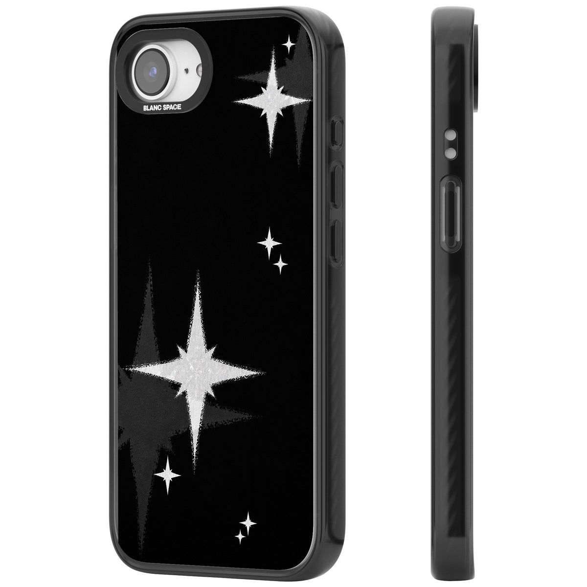 Black Sparkle iPhone 16e / iPhone 17e Impact Black Phone Case side