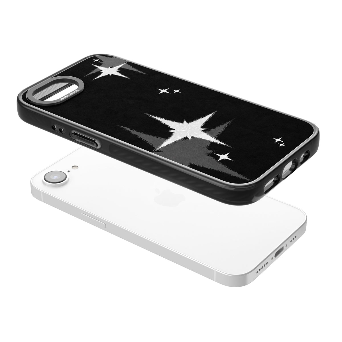Black Sparkle iPhone 16e / iPhone 17e Impact Black Phone Case angled