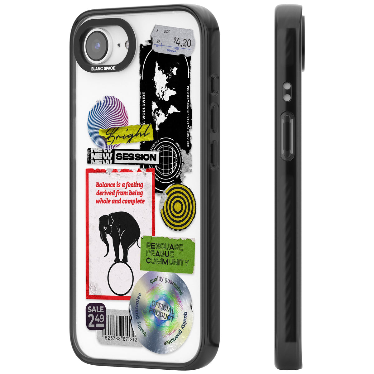 Analog Stickers iPhone 16e / iPhone 17e Impact Black Phone Case side