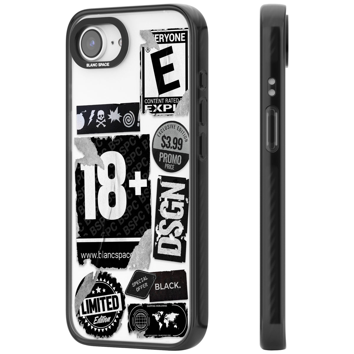 Black Sticker Mix iPhone 16e / iPhone 17e Impact Black Phone Case side