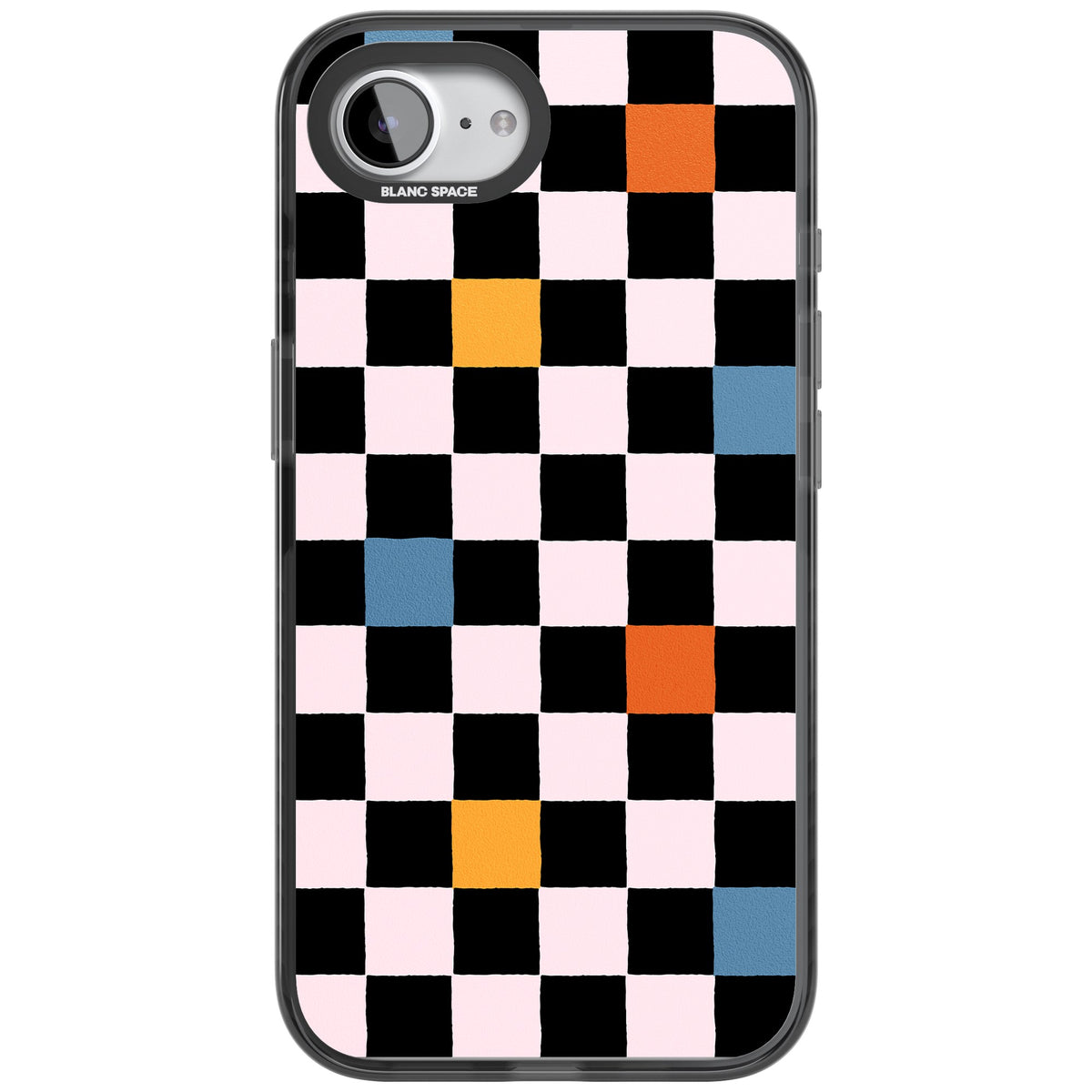 Vibrant Retro Check iPhone 16e / iPhone 17e Impact Black Phone Case front
