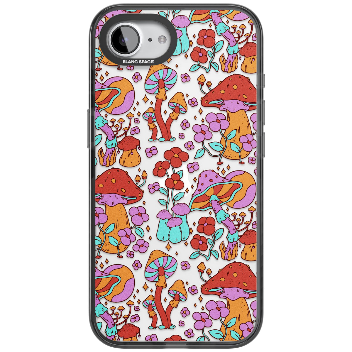 Psychedelic Flora iPhone 16e / iPhone 17e Impact Black Phone Case front