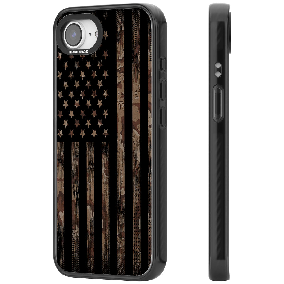 American Flag Camo iPhone 16e / iPhone 17e Impact Black Phone Case side