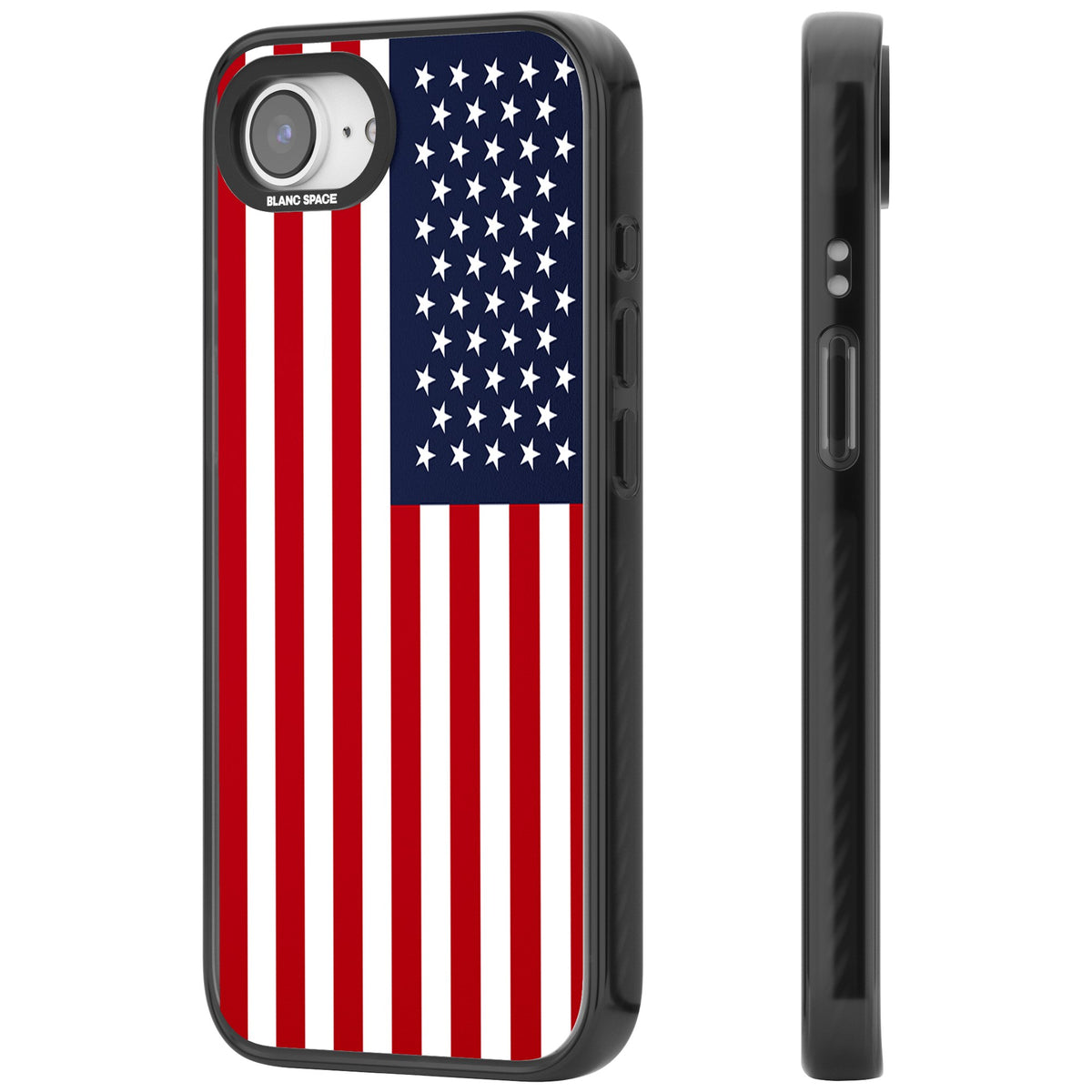 American Flag iPhone 16e / iPhone 17e Impact Black Phone Case side