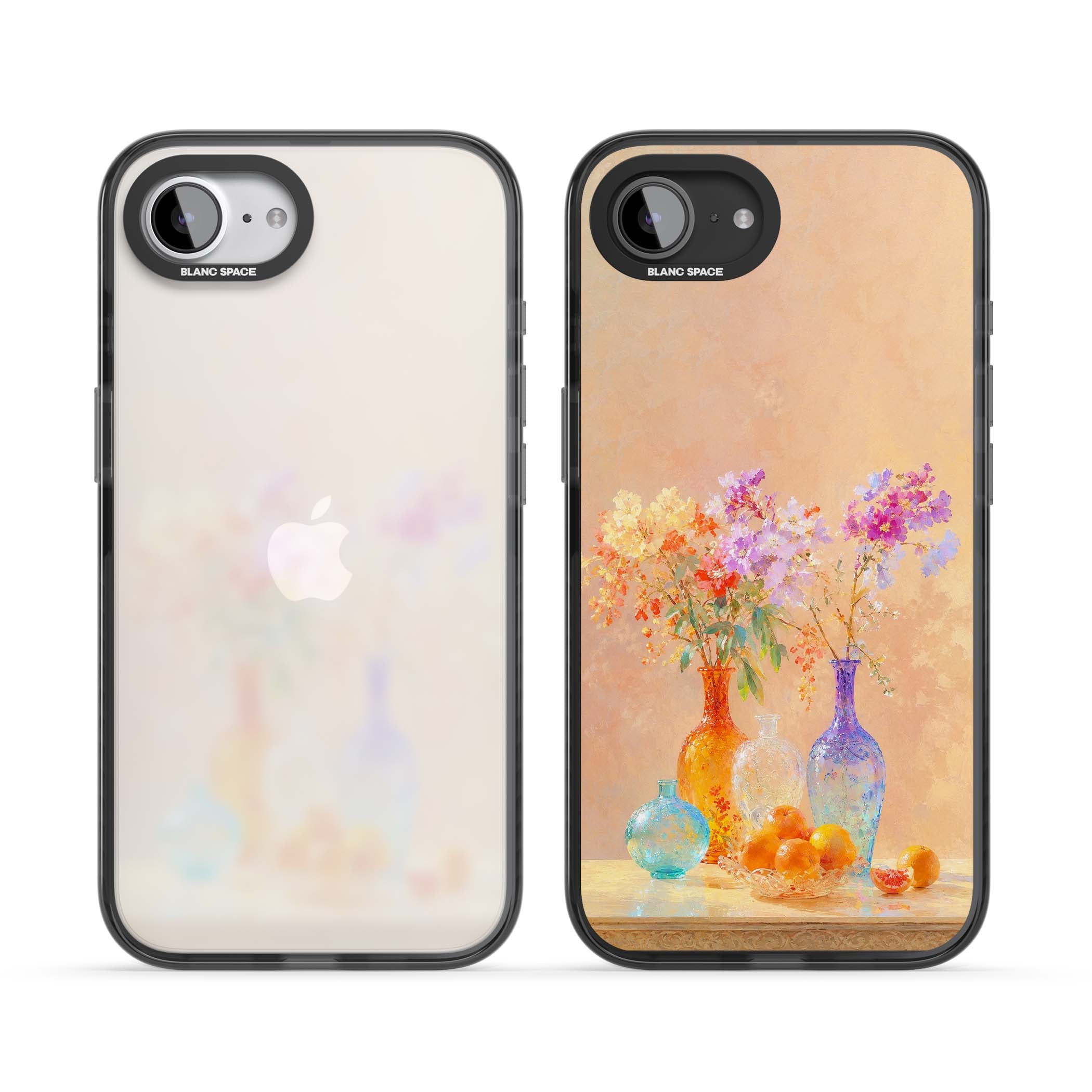 Peach Glass art iPhone case | Black Impact case for iPhone 16e, iPhone 17e