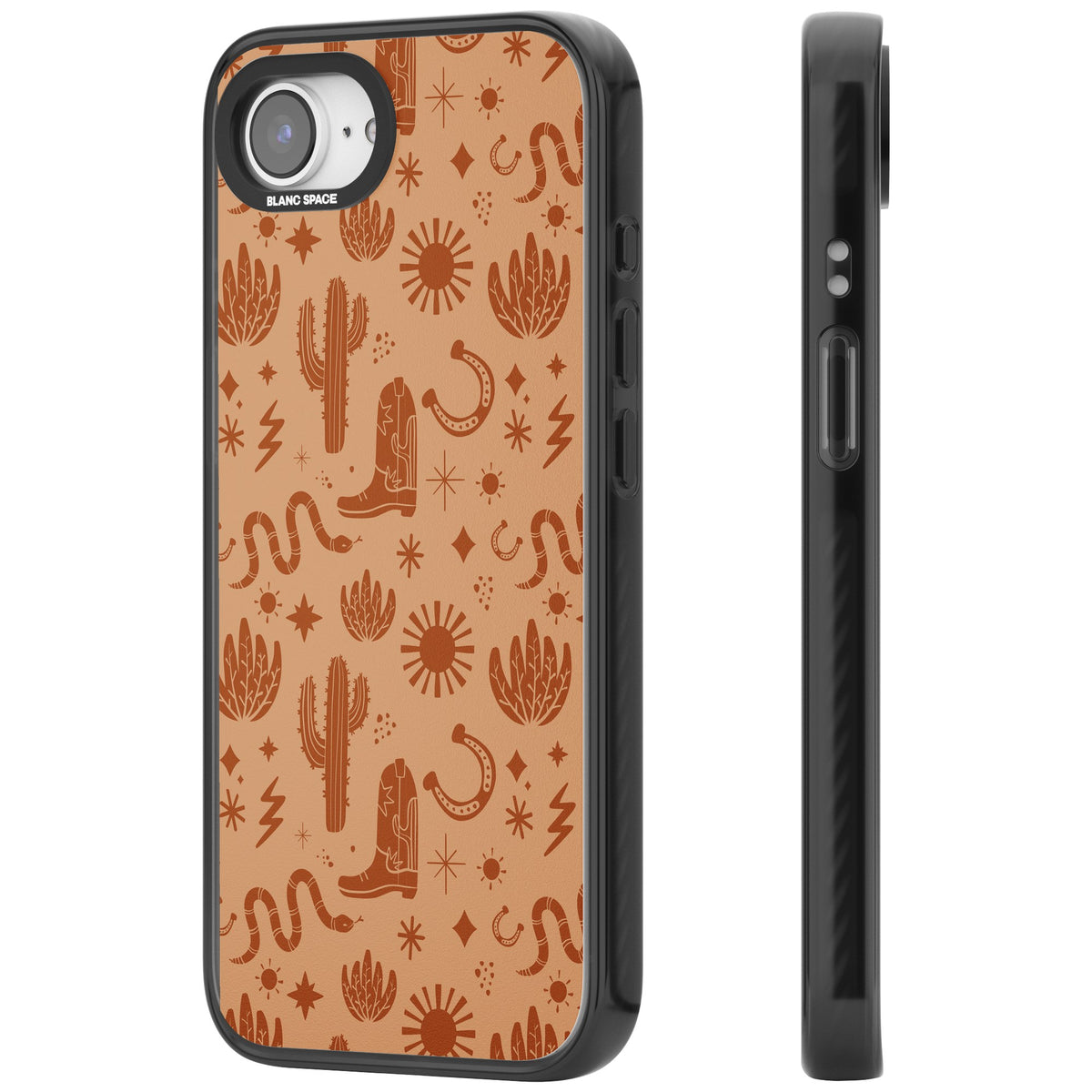 Wild West Pattern iPhone 16e / iPhone 17e Impact Black Phone Case side