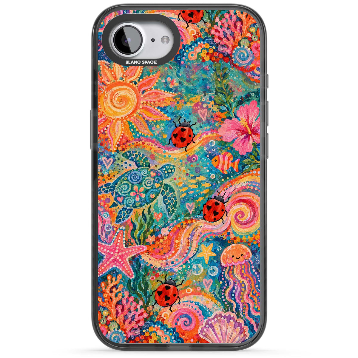Coral Whimsy for her iPhone case | Black Impact case for iPhone 16e, iPhone 17e