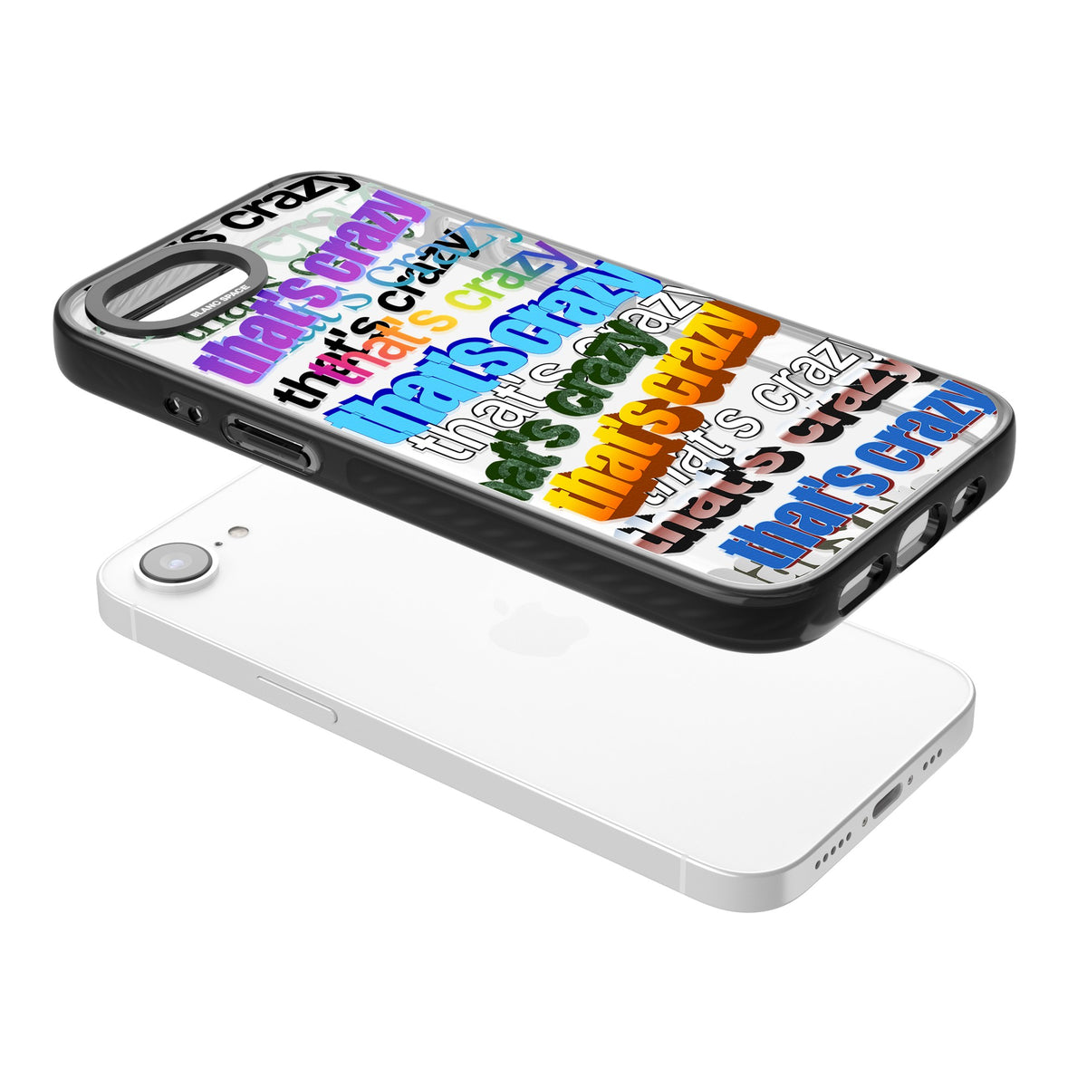 That's Crazy iPhone 16e / iPhone 17e Impact Black Phone Case angled