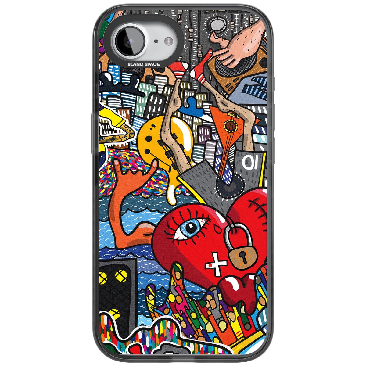 Crowd Tsunami iPhone 16e / iPhone 17e Impact Black Phone Case front