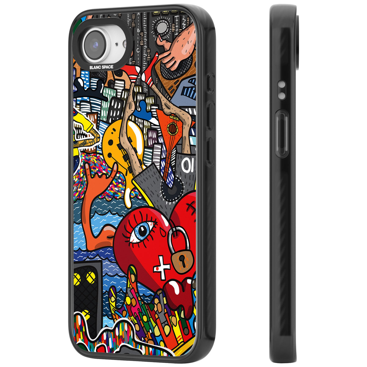 Crowd Tsunami iPhone 16e / iPhone 17e Impact Black Phone Case side