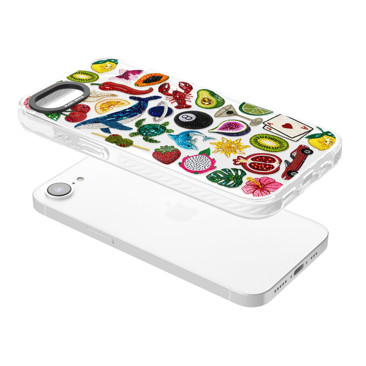 Beaded Mix iPhone 16e / iPhone 17e Impact Clear Phone Case angled