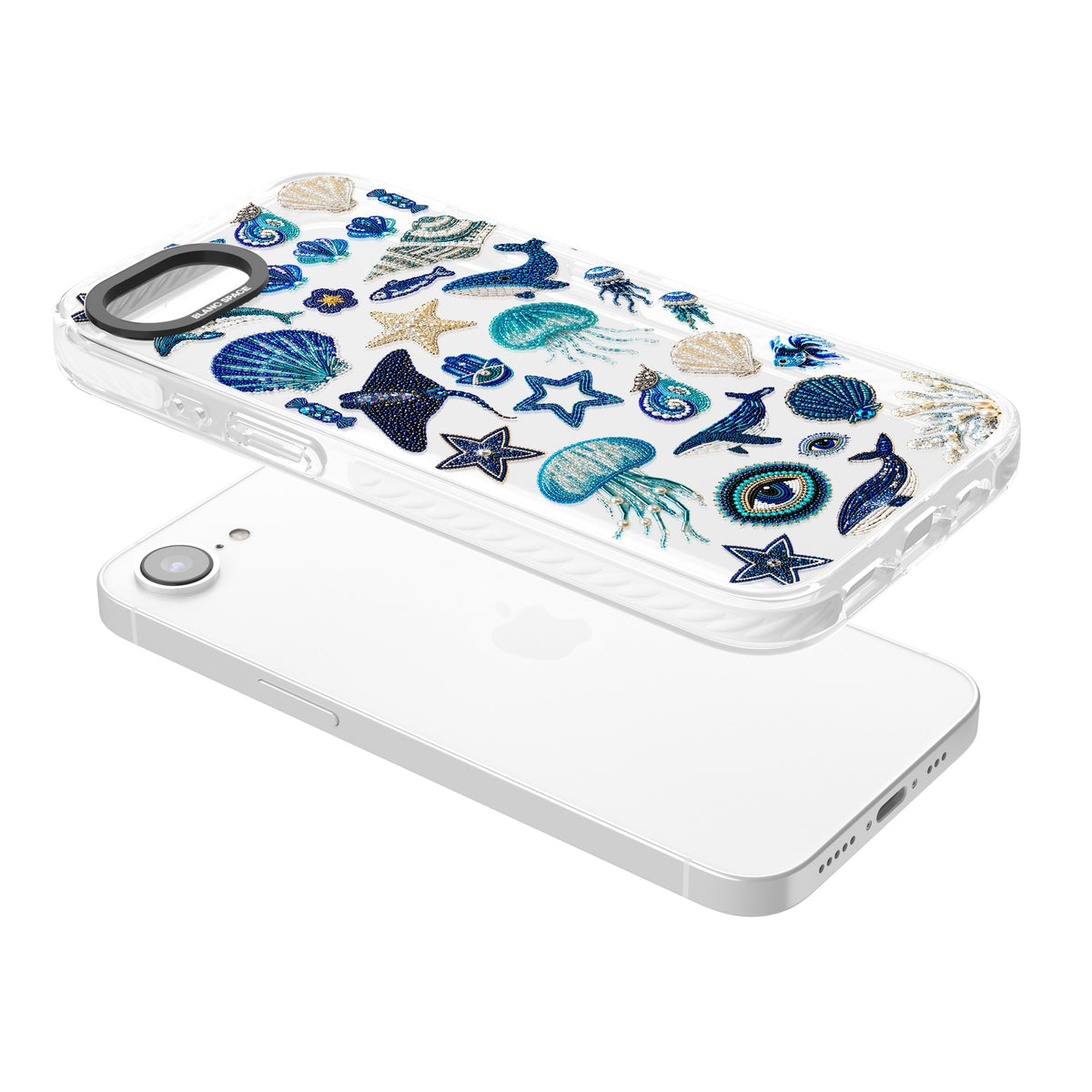 Beaded Coastal iPhone 16e / iPhone 17e Impact Clear Phone Case angled