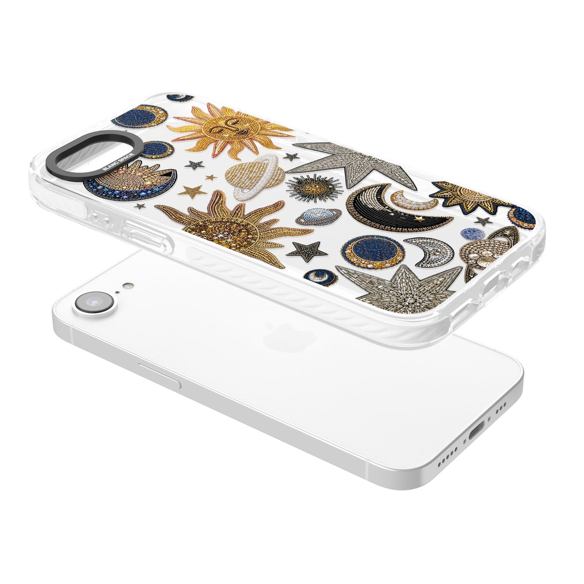 Beaded Cosmos iPhone 16e / iPhone 17e Impact Clear Phone Case angled