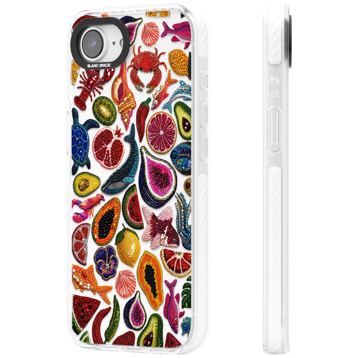 Beaded Tropic iPhone 16e / iPhone 17e Impact Clear Phone Case side