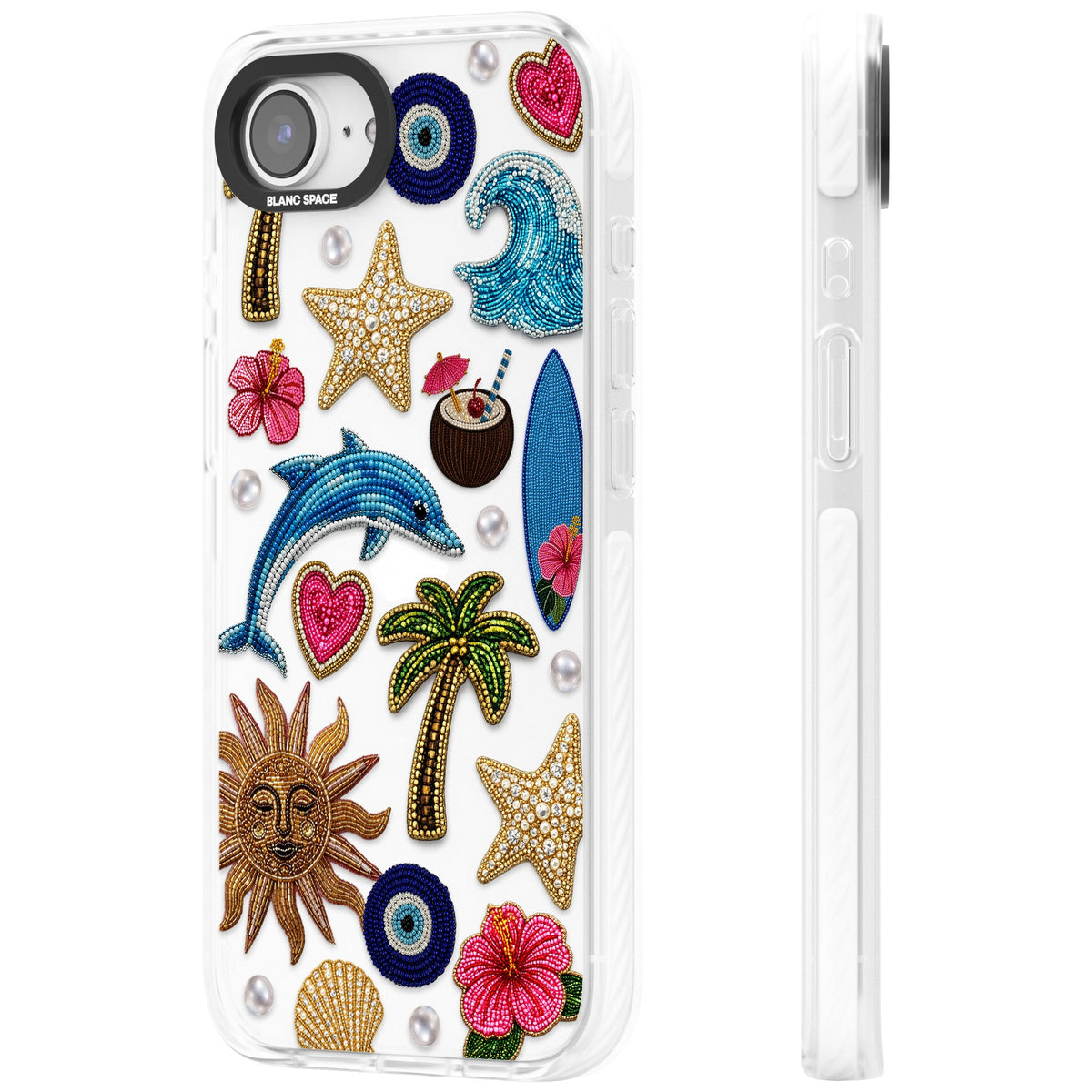 Beaded Beach iPhone 16e / iPhone 17e Impact Clear Phone Case side