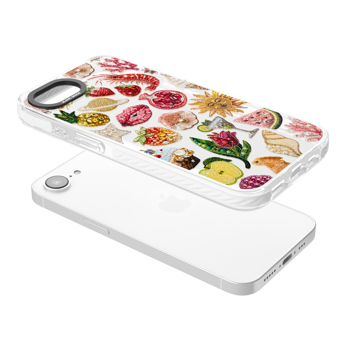 Beaded Riviera iPhone 16e / iPhone 17e Impact Clear Phone Case angled