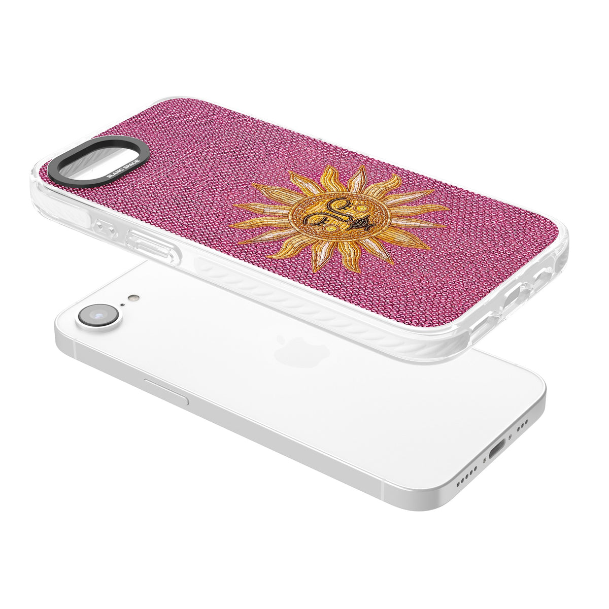Beaded Sun iPhone 16e / iPhone 17e Impact Clear Phone Case angled