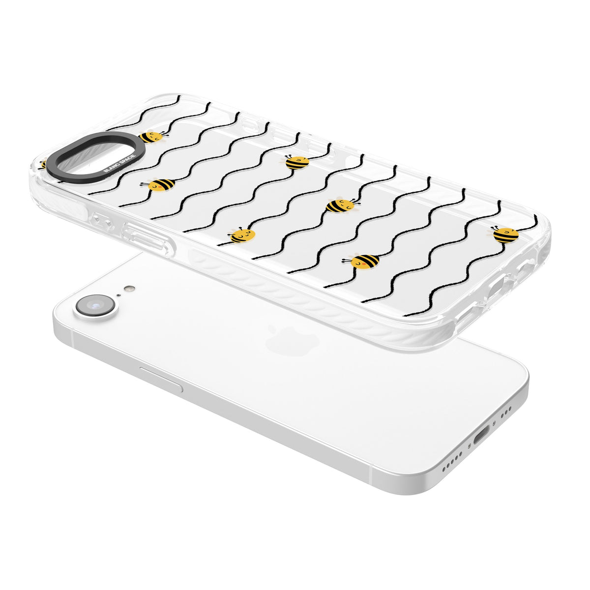Bee Wave Pattern iPhone 16e / iPhone 17e Impact Clear Phone Case angled