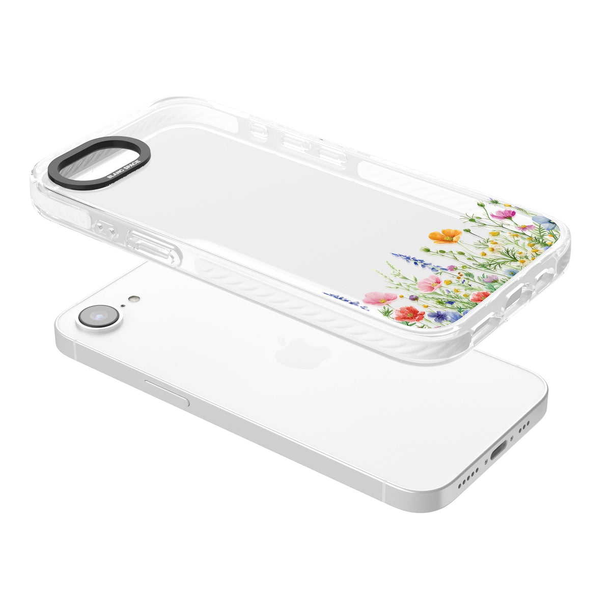 Minimal Wildflowers iPhone 16e / iPhone 17e Impact Clear Phone Case angled