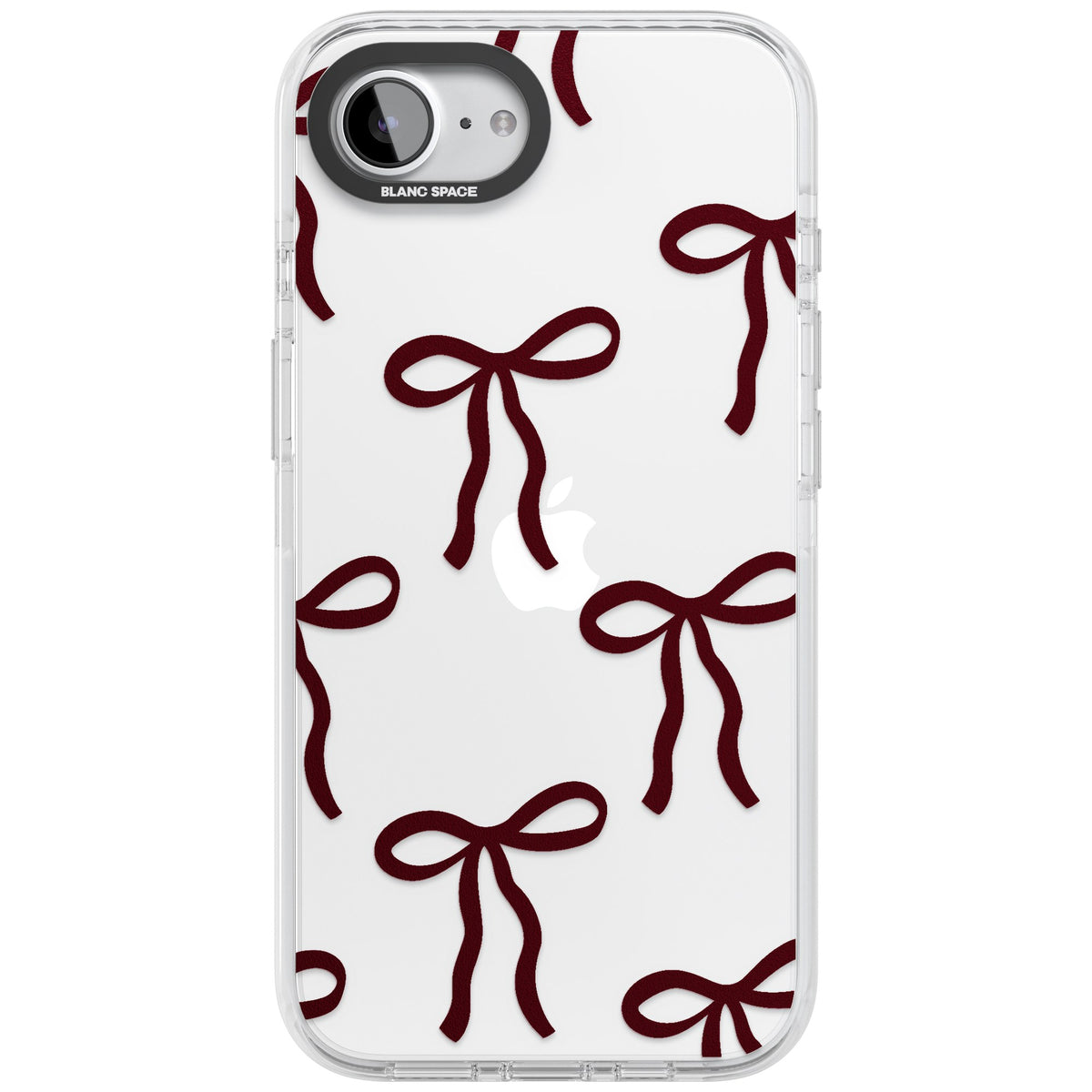 Burgundy Bows iPhone 16e / iPhone 17e Impact Clear Phone Case front
