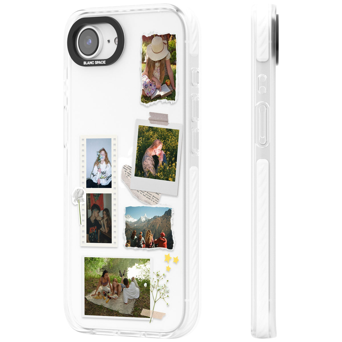 Personalised Scrapbook Instant Photos iPhone 16e / iPhone 17e Impact Clear Phone Case side