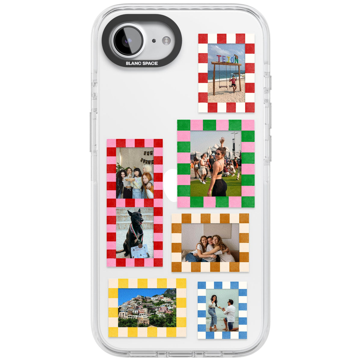 Personalised Italian Check Frames iPhone 16e / iPhone 17e Impact Clear Phone Case front