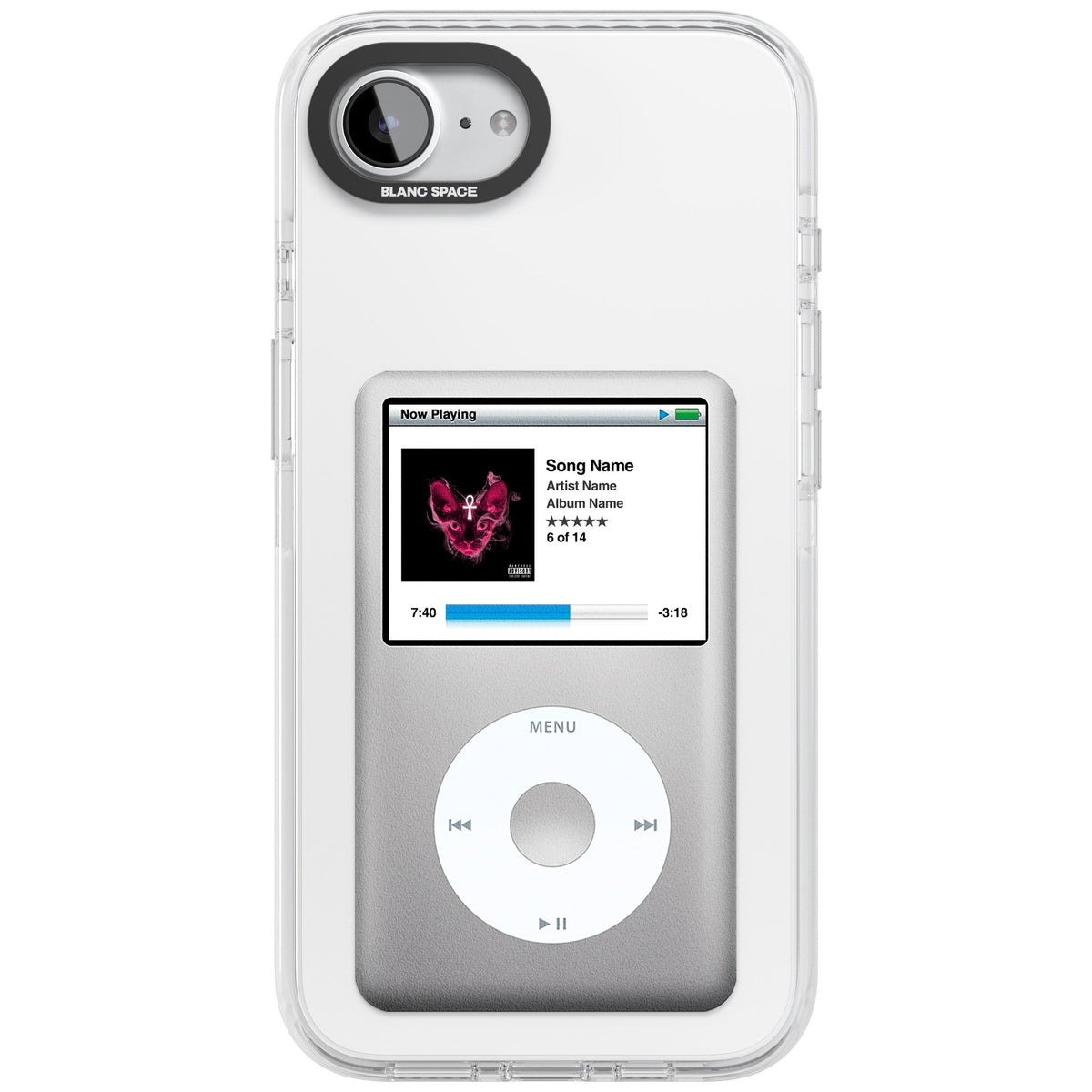 Personalised Classic Ipod iPhone 16e / iPhone 17e Impact Clear Phone Case front
