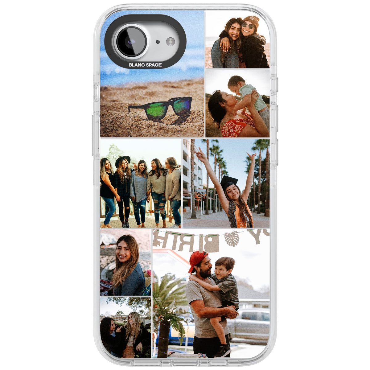 Personalised Photo Grid iPhone 16e / iPhone 17e Impact Clear Phone Case front