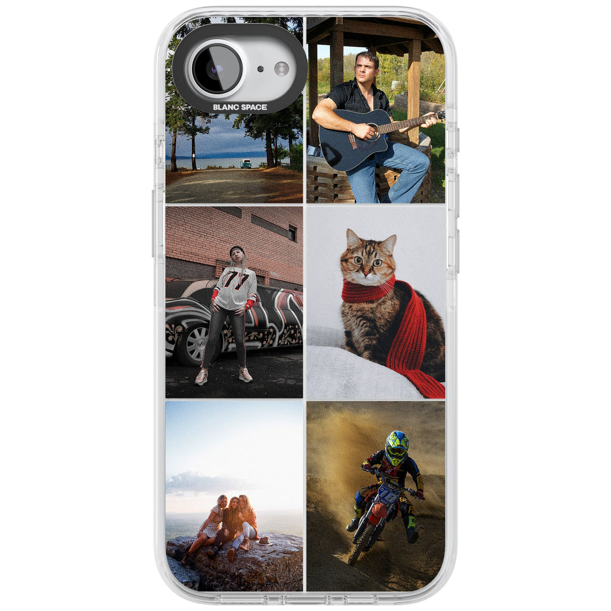 Personalised 6 Photo Grid iPhone 16e / iPhone 17e Impact Clear Phone Case front