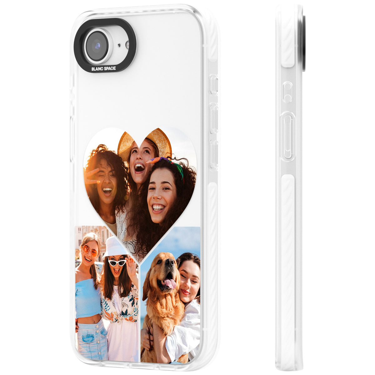Personalised Heart Photo iPhone 16e / iPhone 17e Impact Clear Phone Case side