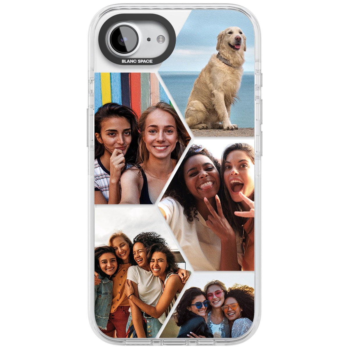 Personalised Beehive Photo Grid iPhone 16e / iPhone 17e Impact Clear Phone Case front