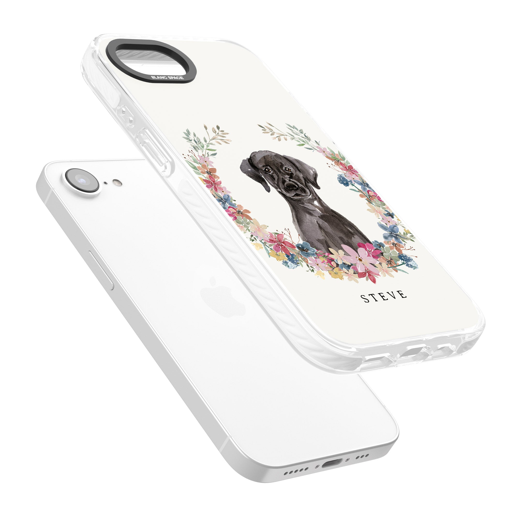 Personalised Black Labrador Floral Portrait