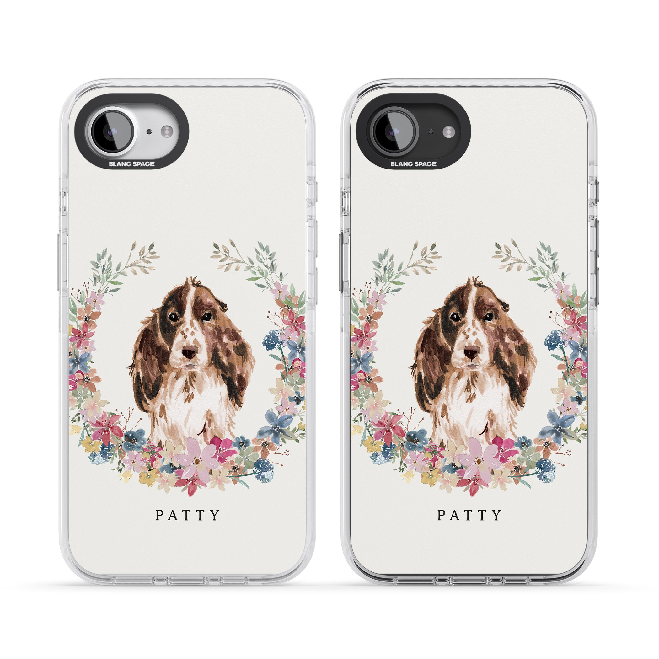 Personalised Cocker Spaniel Floral Portrait