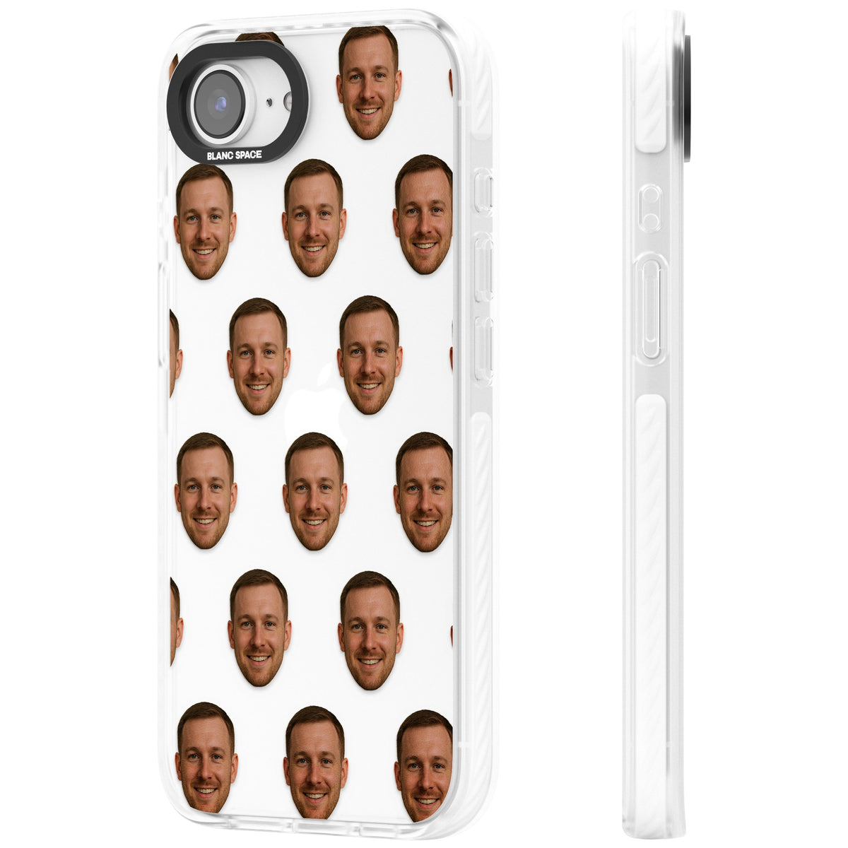 Face Pattern iPhone 16e / iPhone 17e Impact Clear Phone Case side