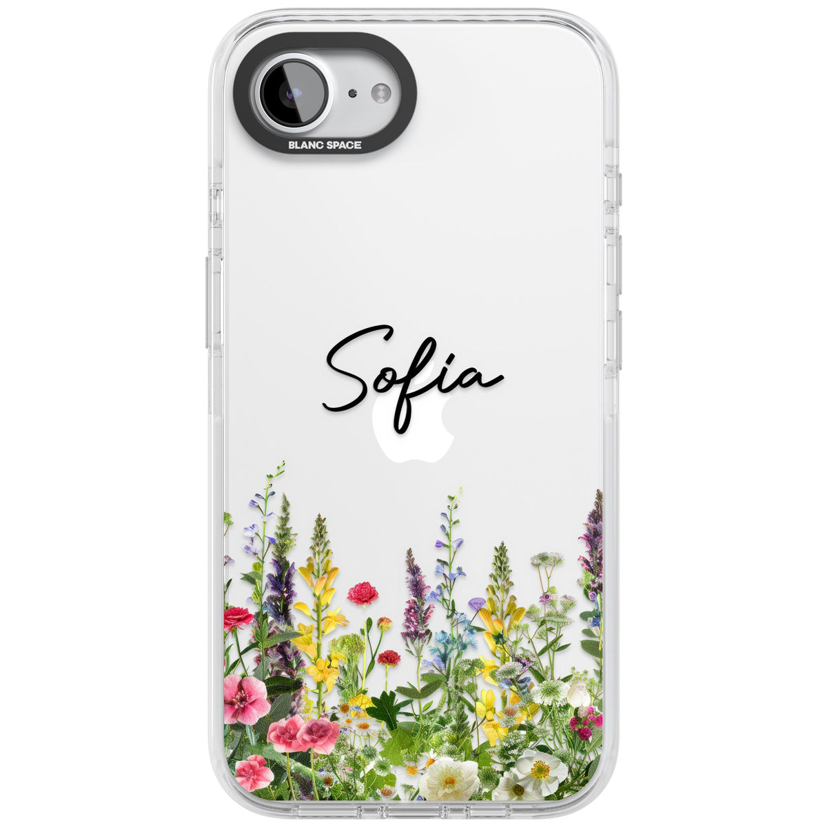 Personalised Garden Wildfowers iPhone 16e / iPhone 17e Impact Clear Phone Case front