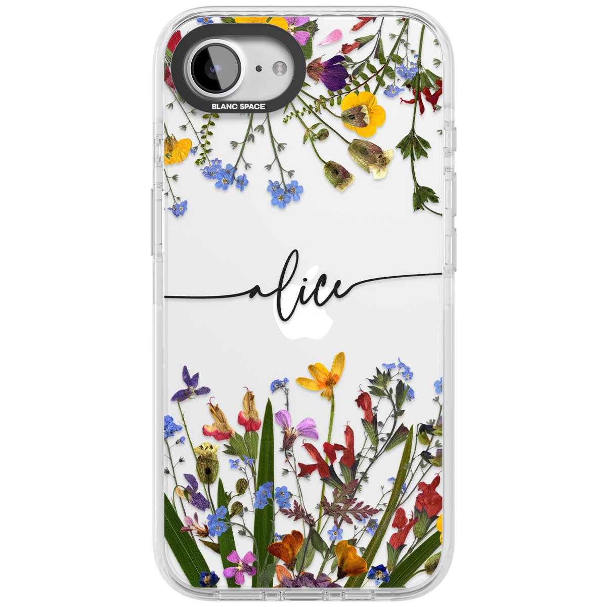 Personalised Wildflower Name iPhone 16e / iPhone 17e Impact Clear Phone Case front