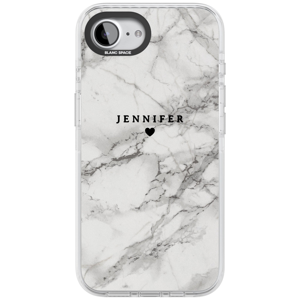 Personalised Classic Grey Marble iPhone 16e / iPhone 17e Impact Clear Phone Case front