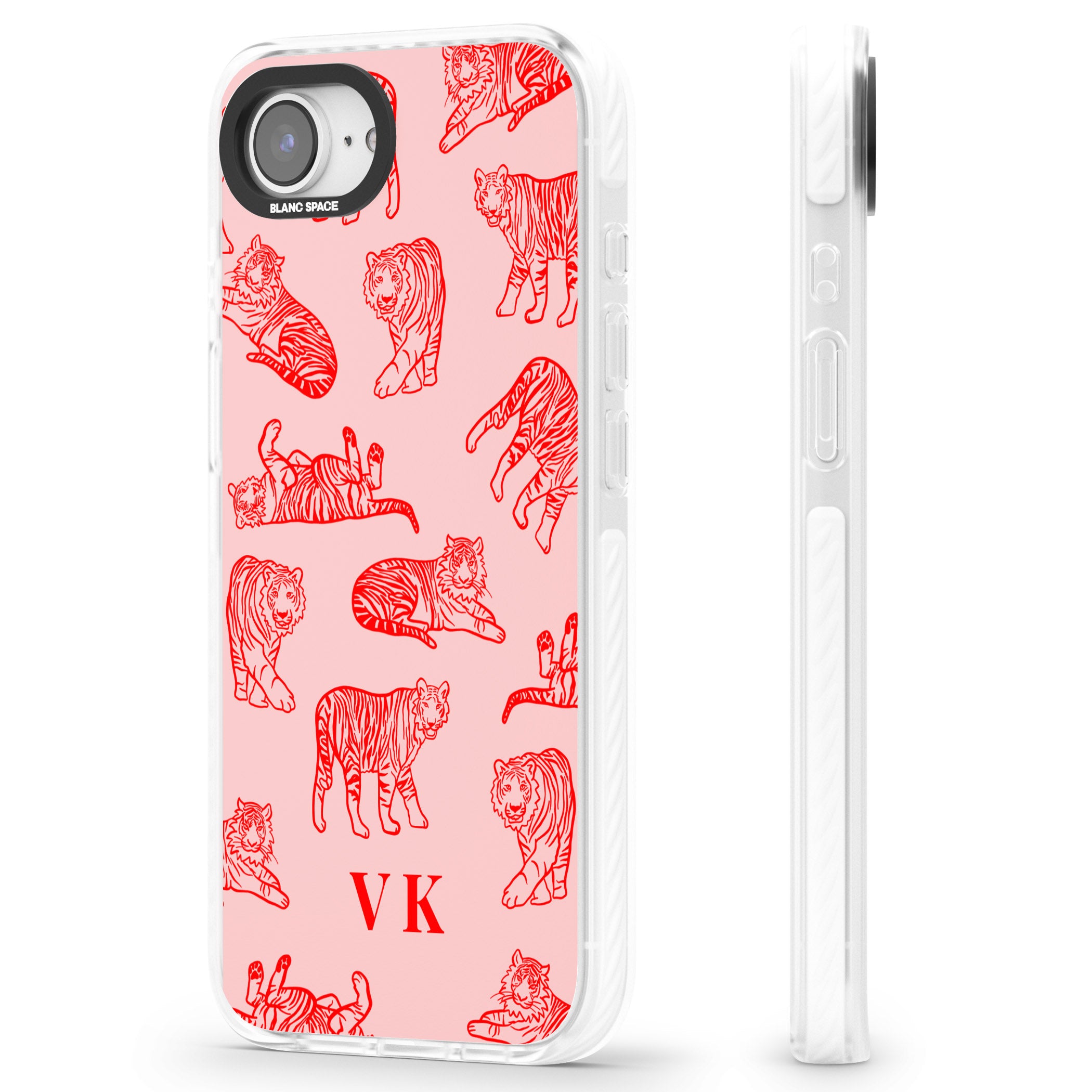 Personalised Red Tiger Outlines On Pink