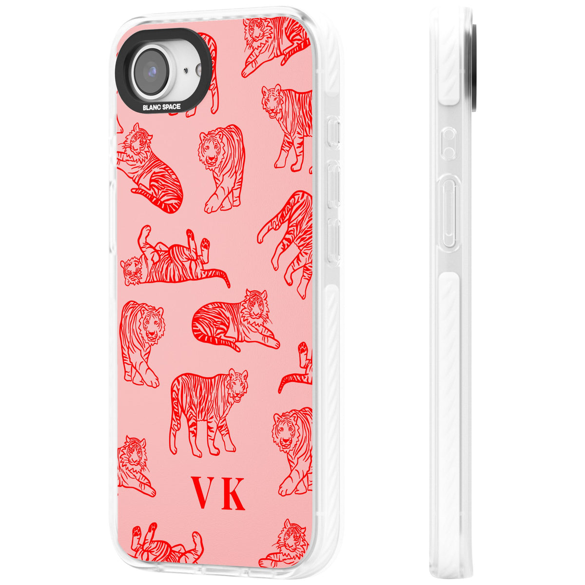 Personalised Scarlet Tiger iPhone 16e / iPhone 17e Impact Clear Phone Case side